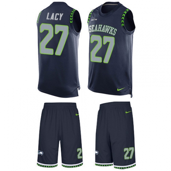 Men's Nike Seattle Seahawks #27 Eddie Lacy Limited Steel Blue Tank Top Suit NFL Jersey - Ujersey