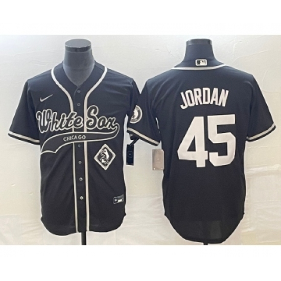 Men's Chicago White Sox #45 Michael Jordan Black Cool Base Stitched Baseball Jersey1 - Ujersey