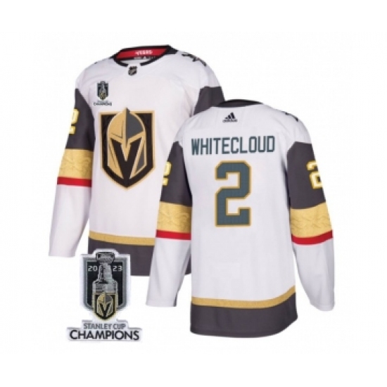 Men's Vegas Golden Knights #2 Zach Whitecloud White 2023 Stanley Cup Champions Stitched Jersey - Ujersey