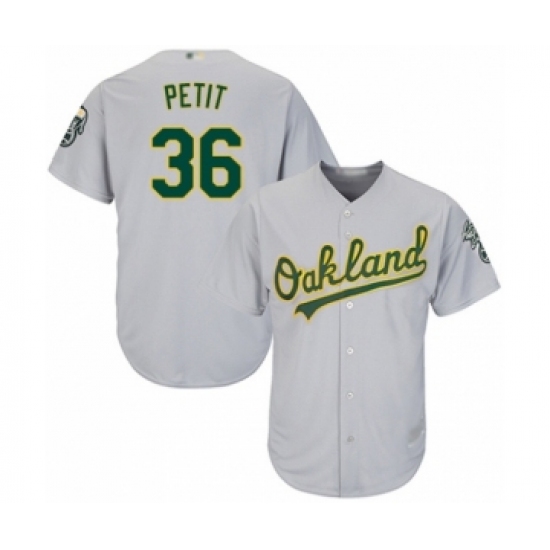 Youth Oakland Athletics #36 Yusmeiro Petit Authentic Grey Road Cool Base Baseball Player Jersey - Ujersey