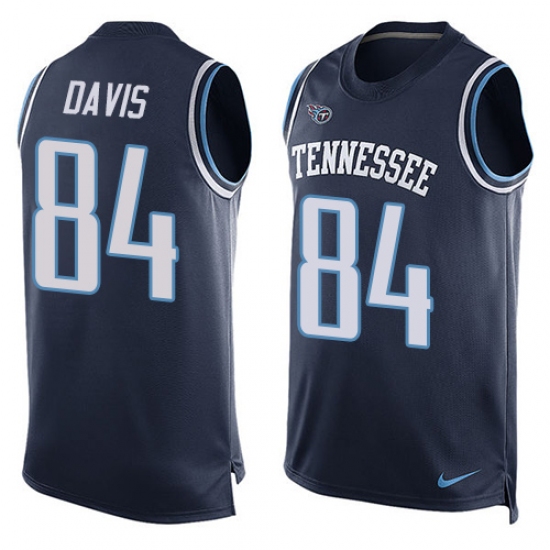 Men's Nike Tennessee Titans #84 Corey Davis Limited Navy Blue Player Name & Number Tank Top Tank Top NFL Jersey - Ujersey