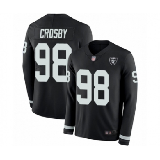 Youth Oakland Raiders #98 Maxx Crosby Limited Black Therma Long Sleeve Football Jersey