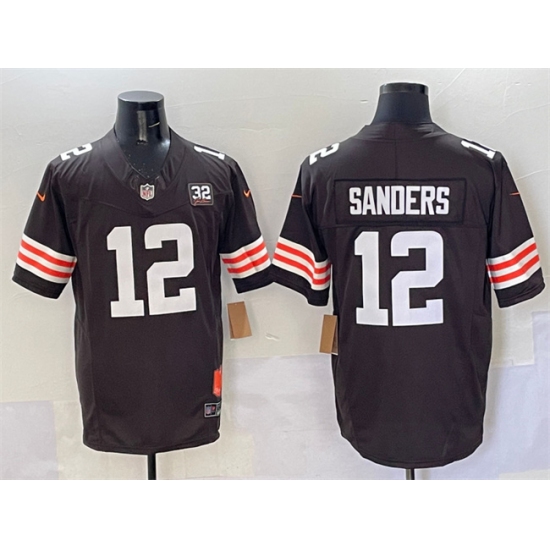 Men's Cleveland Browns #12 Shedeur Sanders Brown 2025 Draft F.U.S.E. With Jim Brown Memorial & Home Vapor Limited Football Stitched Jersey