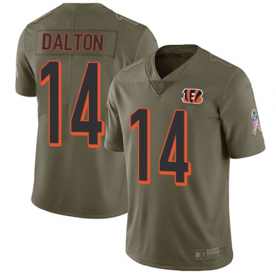 Youth Nike Cincinnati Bengals #14 Andy Dalton Limited Olive 2017 Salute to Service NFL Jersey - Ujersey