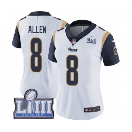 Women's Nike Los Angeles Rams #8 Brandon Allen White Vapor Untouchable Limited Player Super Bowl LIII Bound NFL Jersey - Ujersey