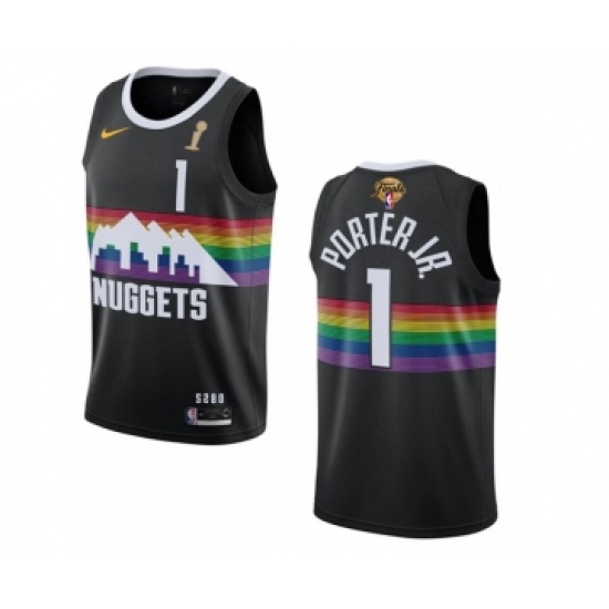Men's Denver Nuggets #1 Michael Porter Jr. Black 2023 Finals Champions City Edition Stitched Basketball Jersey - Ujersey