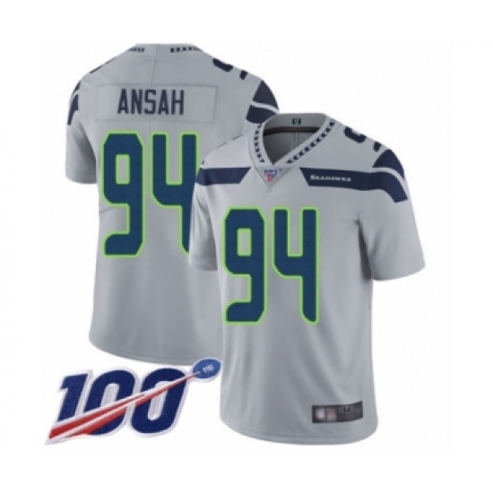 Youth Seattle Seahawks #94 Ezekiel Ansah Grey Alternate Vapor Untouchable Limited Player 100th Season Football Jersey - Ujersey