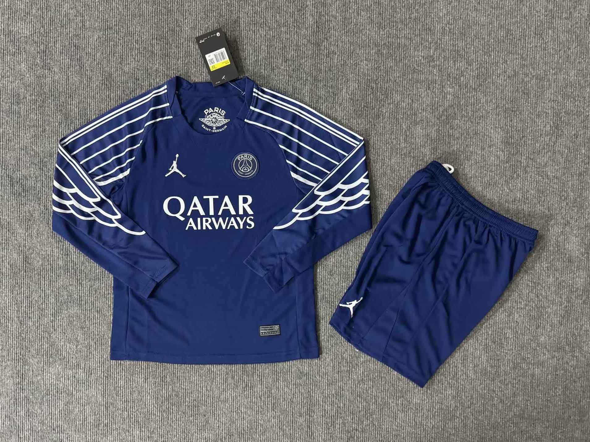 PSG Soccer Jersey Fourth Away Kids Kit Long Sleeve Jersey+Short 2024/25 - U-jersey