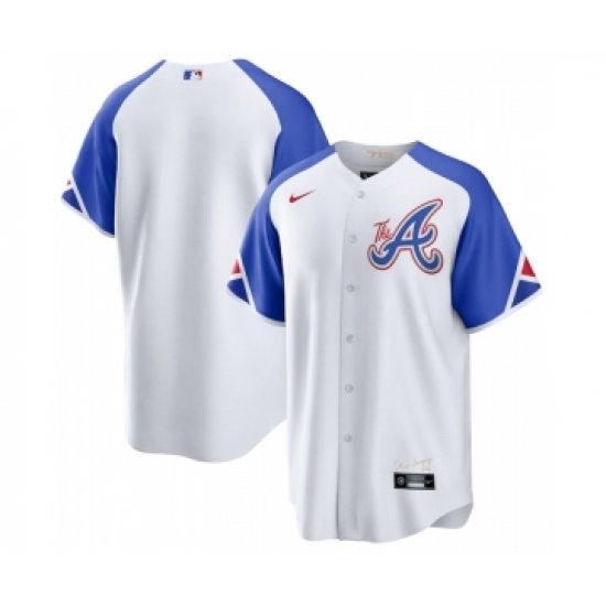 Men's Atlanta Braves Blank White 2023 City Connect Cool Base Stitched Baseball Jersey - Ujersey
