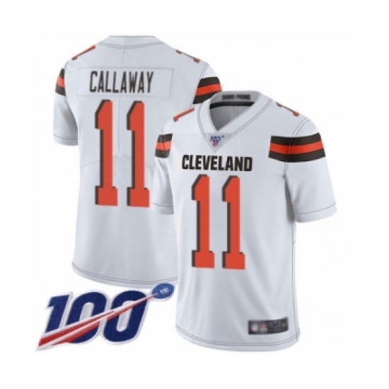 Men's Cleveland Browns #11 Antonio Callaway White Vapor Untouchable Limited Player 100th Season Football Jersey - Ujersey