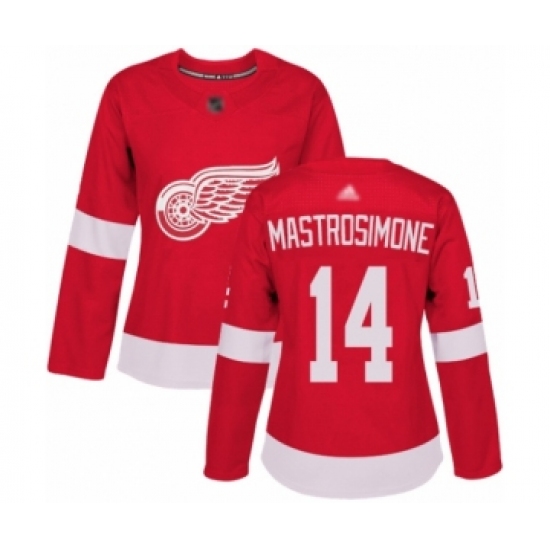 Women's Detroit Red Wings #14 Robert Mastrosimone Authentic Red Home Hockey Jersey - Ujersey