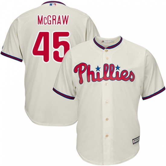 Men's Majestic Philadelphia Phillies #45 Tug McGraw Replica Cream Alternate Cool Base MLB Jersey - Ujersey