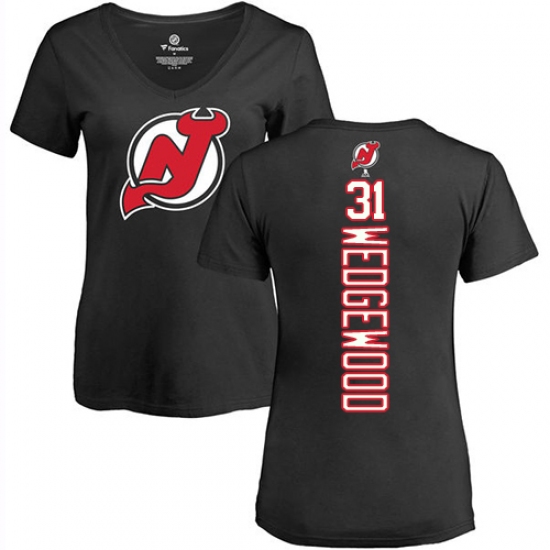 NHL Women's Adidas New Jersey Devils #31 Scott Wedgewood Black Backer T-Shirt - ujerseystore