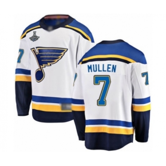 Youth St. Louis Blues #7 Joe Mullen Fanatics Branded White Away Breakaway 2019 Stanley Cup Champions Hockey Jersey - Ujersey