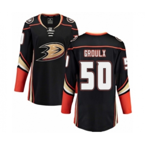 Women's Anaheim Ducks #50 Benoit-Olivier Groulx Authentic Black Home Fanatics Branded Breakaway NHL Jersey - Ujersey