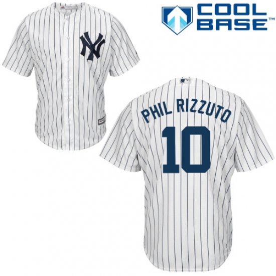 Men's Majestic New York Yankees #10 Phil Rizzuto Replica White Home MLB Jersey - Ujersey