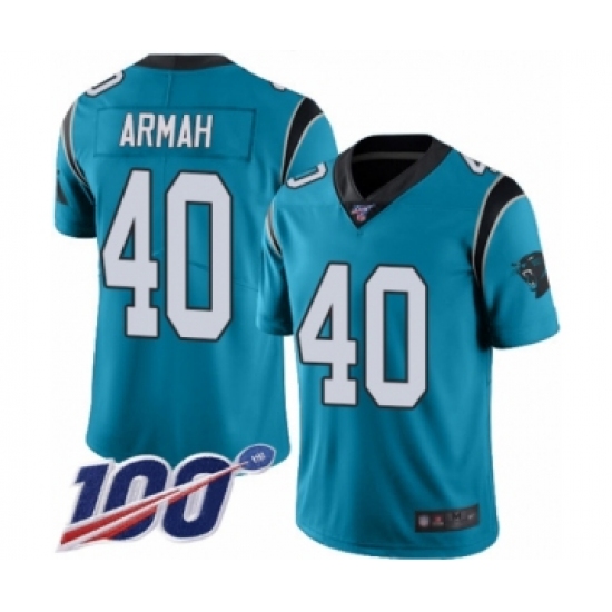 Youth Carolina Panthers #40 Alex Armah Limited Blue Rush Vapor Untouchable 100th Season Football Jersey - Ujersey