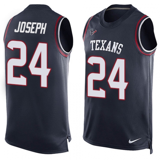 Men's Nike Houston Texans #24 Johnathan Joseph Limited Navy Blue Player Name & Number Tank Top NFL Jersey - Ujersey