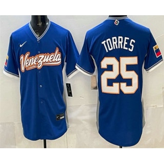 Men's Venezuela #25 Gleyber Torres Blue 2026 World Baseball Classic Cool Base Jersey - Ujersey