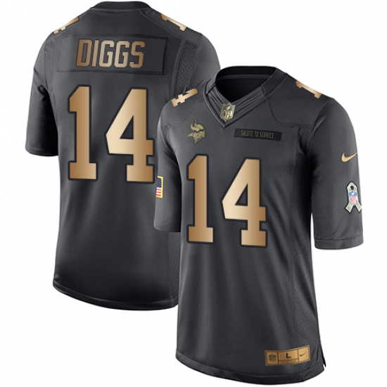 Youth Nike Minnesota Vikings #14 Stefon Diggs Limited Black/Gold Salute to Service NFL Jersey - Ujersey