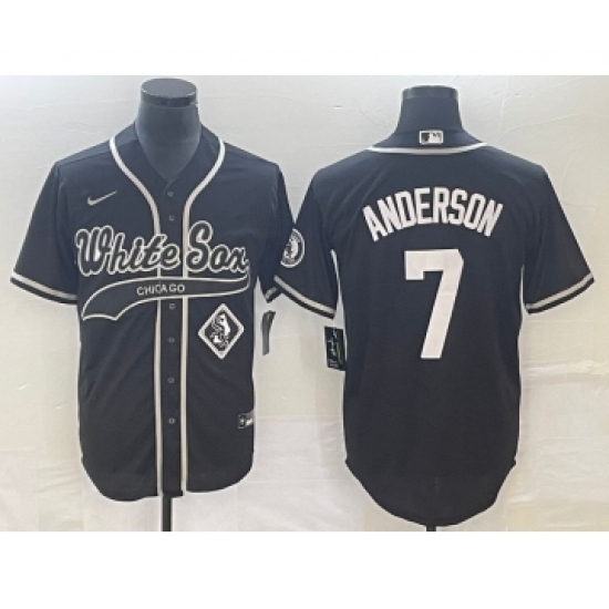 Men's Chicago White Sox #7 Tim Anderson Black Cool Base Stitched Baseball Jersey - Ujersey
