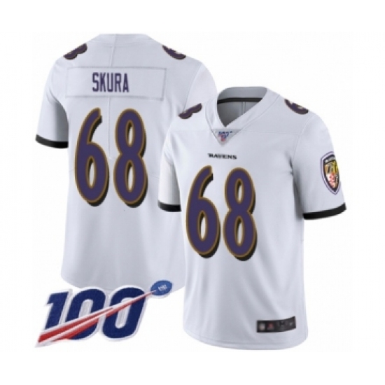 Men's Baltimore Ravens #68 Matt Skura White Vapor Untouchable Limited Player 100th Season Football Jersey - Ujersey