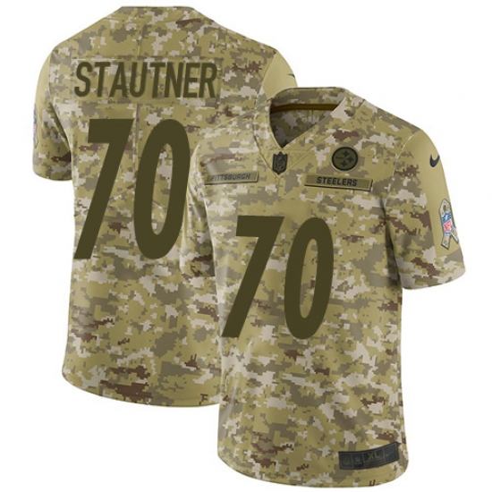 Youth Nike Pittsburgh Steelers #70 Ernie Stautner Limited Camo 2018 Salute to Service NFL Jersey - Ujersey