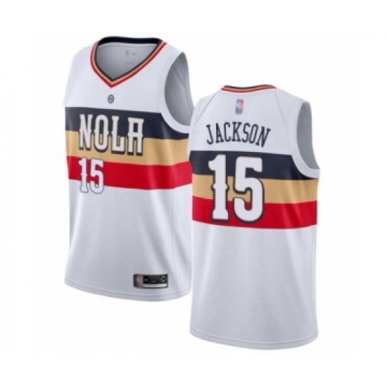 Men's New Orleans Pelicans #15 Frank Jackson White Swingman Jersey - Earned Edition