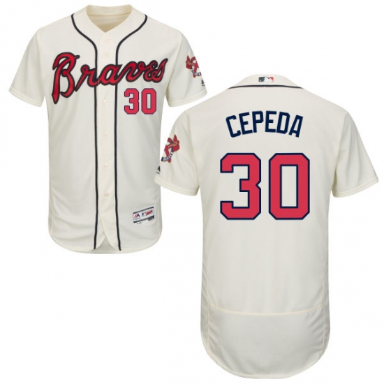 Men's Majestic Atlanta Braves #30 Orlando Cepeda Cream Alternate Flex Base Authentic Collection MLB Jersey - Ujersey