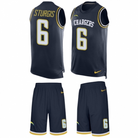 Men's Nike Los Angeles Chargers #6 Caleb Sturgis Limited Navy Blue Tank Top Suit NFL Jersey - Ujersey
