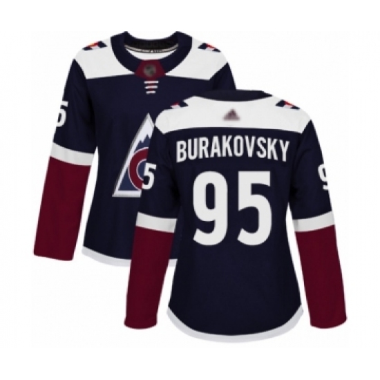 Women's Colorado Avalanche #95 Andre Burakovsky Authentic Navy Blue Alternate Hockey Jersey - Ujersey