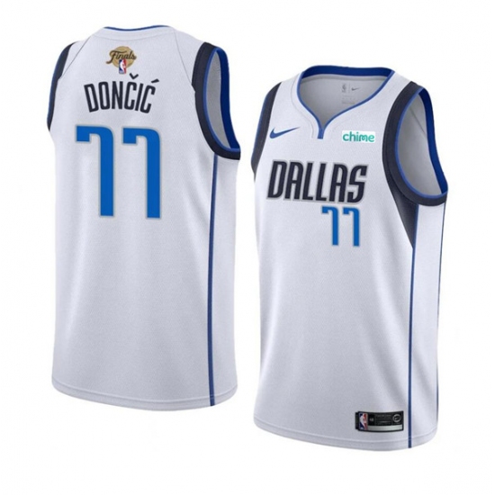 Men's Dallas Mavericks #77 Luka Doncic White 2024 Finals Association Edition Stitched Basketball Jersey - Ujersey