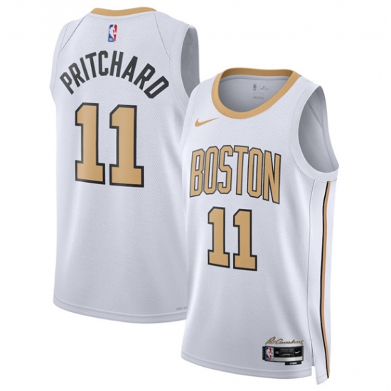 Men's Boston Celtics #11 Payton Pritchard White 2025-26 City Edition Swingman Stitched Basketball Jersey - Ujersey