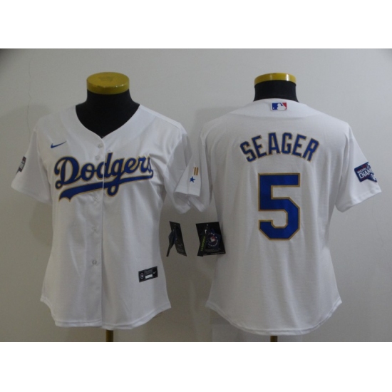 Women's Nike Los Angeles Dodgers #5 Corey Seager White Champions Jersey - Ujersey