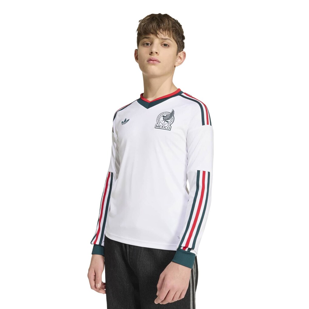 Youth Mexico National Team adidas White 2026 Away Replica Long Sleeve Jersey - Ujersey