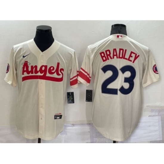 Men's Los Angeles Angels #23 Archie Bradley Cream 2022 City Connect Cool Base Stitched Jersey - Ujersey