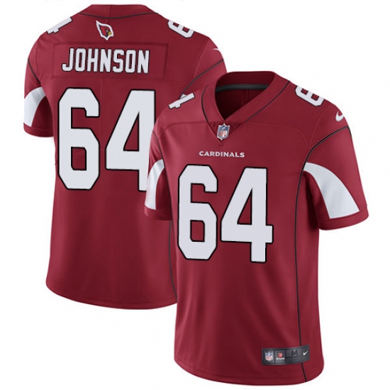 Men's Nike Arizona Cardinals #64 Dorian Johnson Red Team Color Vapor Untouchable Limited Player NFL Jersey - Ujersey