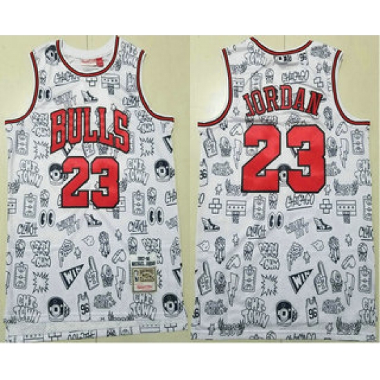 Men's Chicago Bulls #23 Michael Jordan 1997-98 White Hardwood Swingman Throwback Jersey - Ujersey