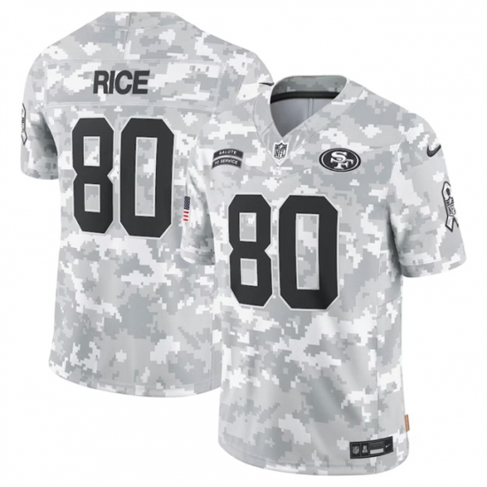 Men's San Francisco 49ers #80 Jerry Rice 2024 Arctic Camo Salute To Service Limited Stitched Football Jersey - Ujersey