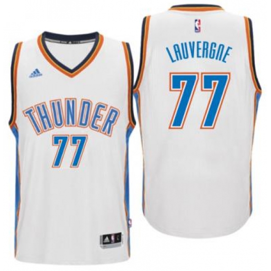 Men's Oklahoma City Thunder #77 Joffrey Lauvergne adidas White New Swingman Home Jersey