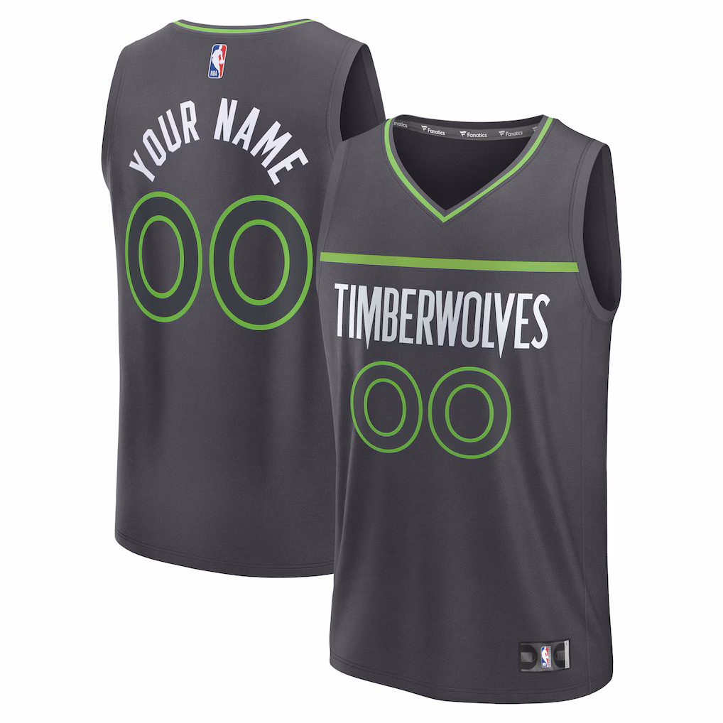 Men's Minnesota Timberwolves Fanatics Anthracite Fast Break Custom Jersey - Icon Edition