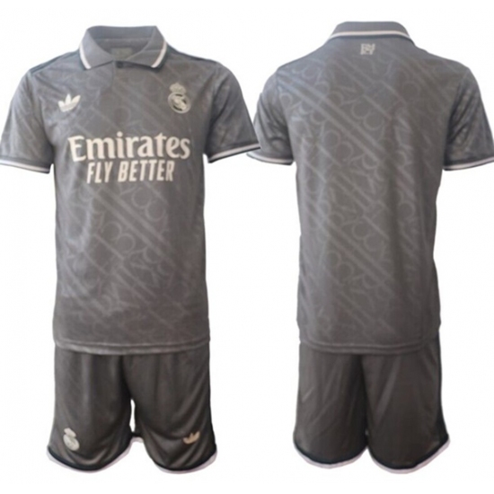 Men's Real Madrid Custom 24-25 Gray Third Soccer Jersey Suit - Ujersey