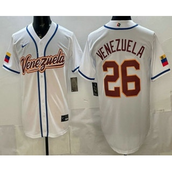 Men's Venezuela #26 Venezuela White 2026 World Baseball Classic Cool Base Jersey - Ujersey