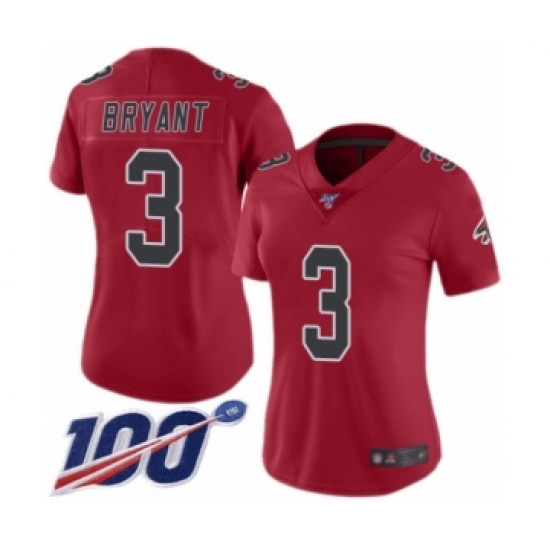 Women's Atlanta Falcons #3 Matt Bryant Limited Red Rush Vapor Untouchable 100th Season Football Jersey - Ujersey