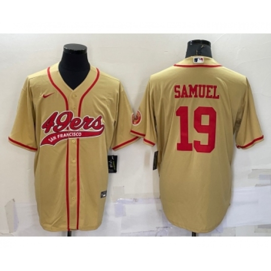 Men's San Francisco 49ers #19 Deebo Samuel Gold Stitched Cool Base Nike Baseball Jersey - Ujersey