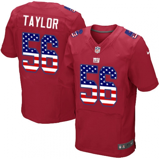Men's Nike New York Giants #56 Lawrence Taylor Elite Red Alternate USA Flag Fashion NFL Jersey - ujerseystore