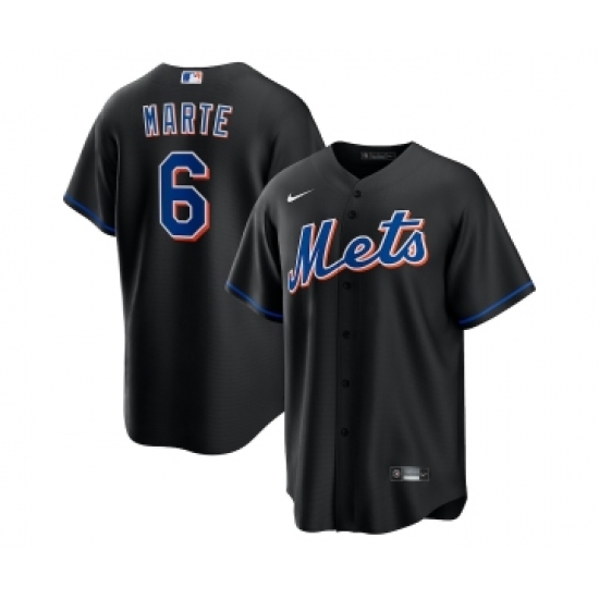 Men's New York Mets #6 Starling Marte Black Stitched Cool Base Nike Jersey - Ujersey