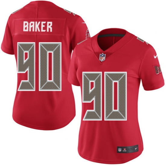 Women's Nike Tampa Bay Buccaneers #90 Chris Baker Limited Red Rush Vapor Untouchable NFL Jersey - Ujersey
