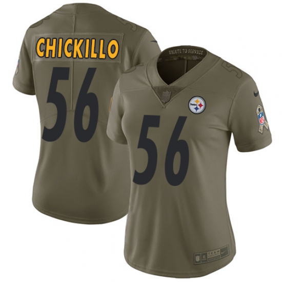 Women's Nike Pittsburgh Steelers #56 Anthony Chickillo Limited Olive 2017 Salute to Service NFL Jersey - Ujersey