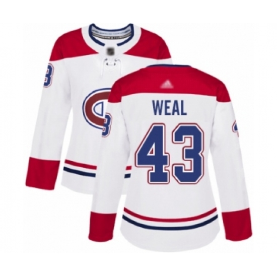 Women's Montreal Canadiens #43 Jordan Weal Authentic White Away Hockey Jersey - Ujersey